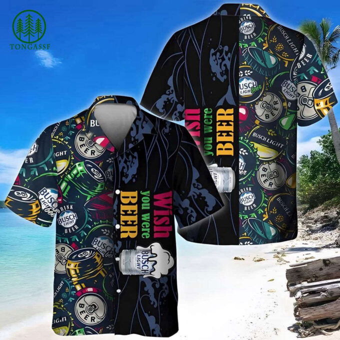 Wish You Were Beer Busch Light Hawaiian Shirt For Men And Women