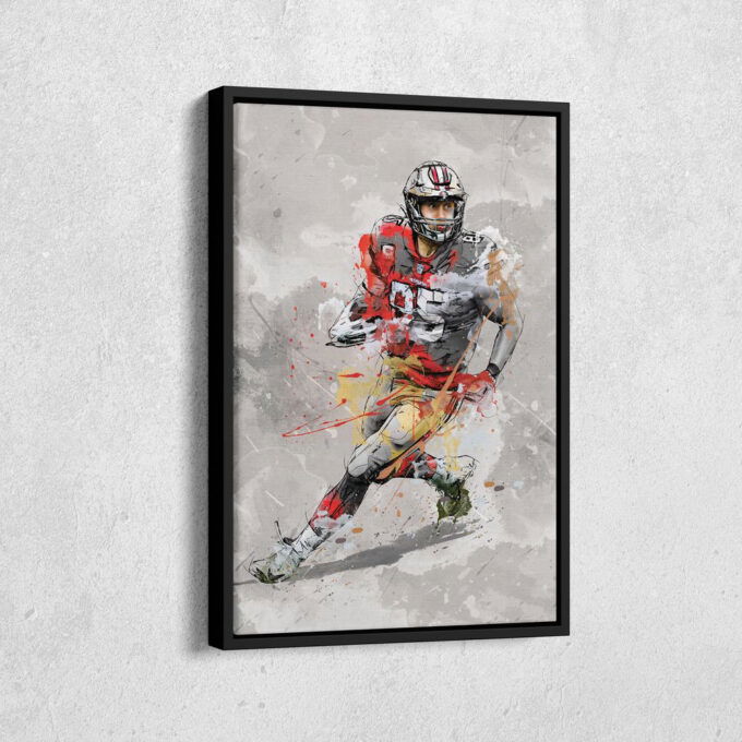 George Kittle Poster San Francisco 49ers NFL Canvas Wall Art Home Decor Framed Poster Man Cave Gift