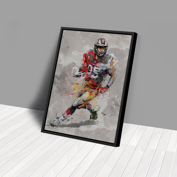 George Kittle Poster San Francisco 49ers NFL Canvas Wall Art Home Decor Framed Poster Man Cave Gift