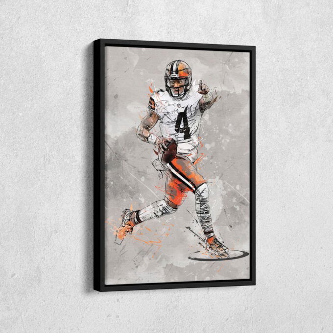 Deshaun Watson Poster Cleveland Browns NFL Canvas Wall Art Home Decor Framed Poster Man Cave Gift