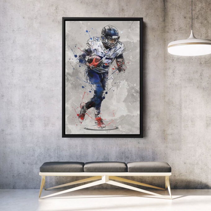 Derrick Henry Poster Tennessee Titans NFL Framed Wall Art Home Decor Canvas Print Artwork