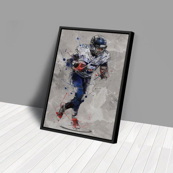 Derrick Henry Poster Tennessee Titans NFL Framed Wall Art Home Decor Canvas Print Artwork