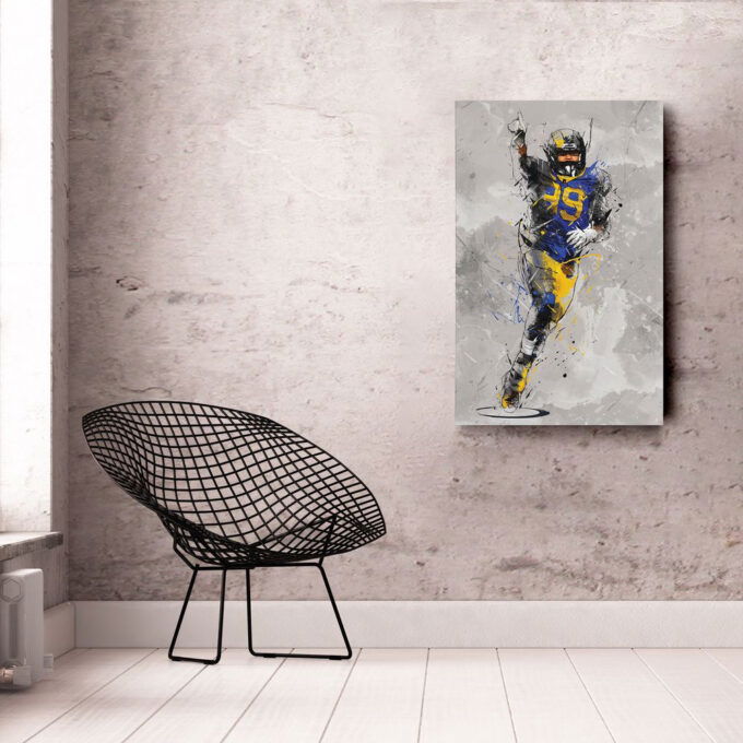 Aaron Donald Poster Los Angeles Rams NFL Canvas Wall Art Home Decor Framed Poster Man Cave Gift