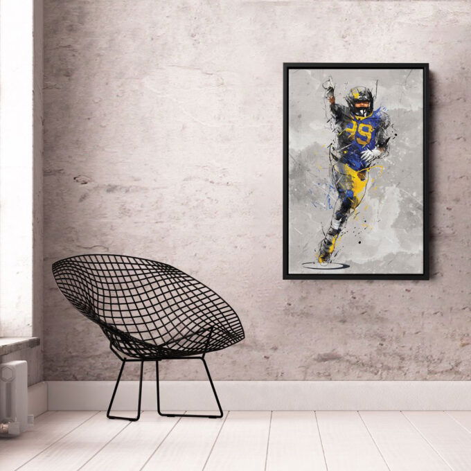 Aaron Donald Poster Los Angeles Rams NFL Canvas Wall Art Home Decor Framed Poster Man Cave Gift