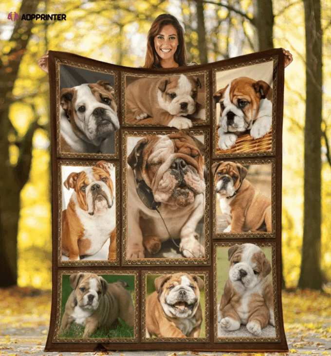 3D Funny English Bulldog Dog Lover Gift Fleece Blanket