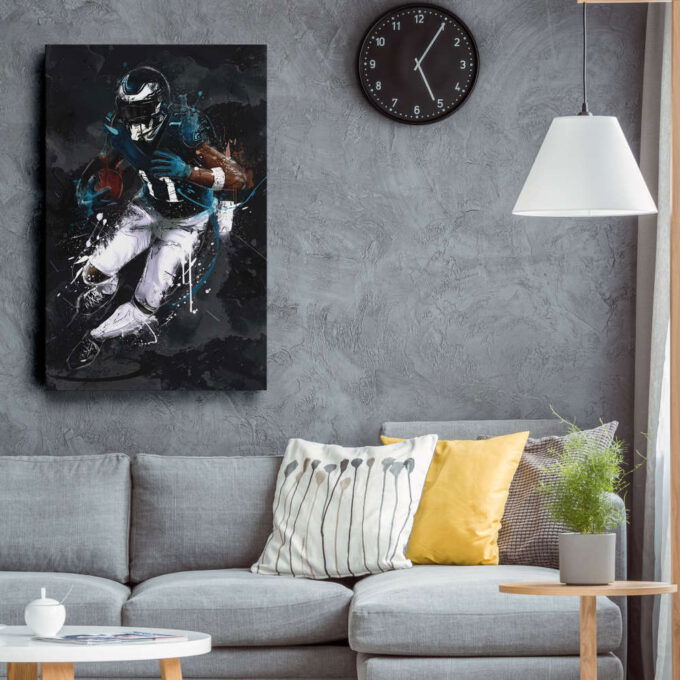 A.J. Brown Art Philadelphia Eagles NFL Canvas Wall Art Home Decor Framed Poster Man Cave Gift