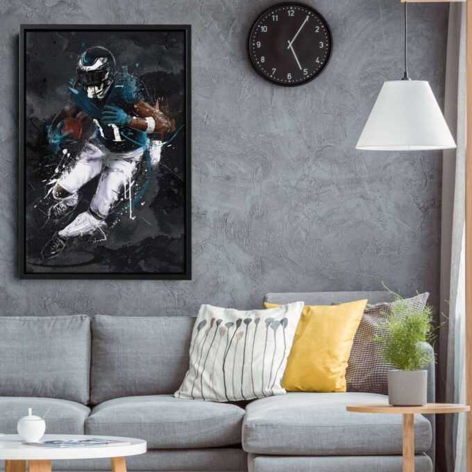 A.J. Brown Art Philadelphia Eagles NFL Canvas Wall Art Home Decor Framed Poster Man Cave Gift