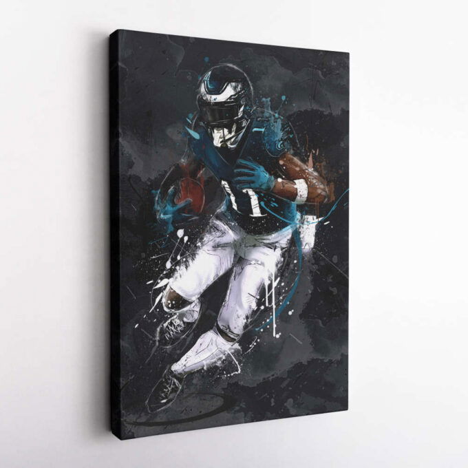A.J. Brown Art Philadelphia Eagles NFL Canvas Wall Art Home Decor Framed Poster Man Cave Gift