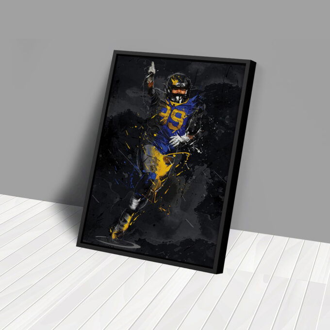 Aaron Donald Art Los Angeles Rams NFL Canvas Wall Art Home Decor Framed Poster Man Cave Gift