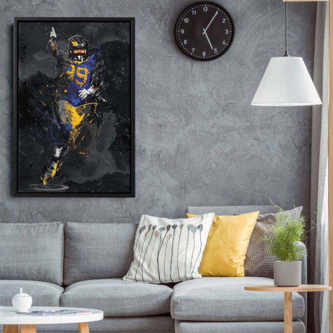 Aaron Donald Art Los Angeles Rams NFL Canvas Wall Art Home Decor Framed Poster Man Cave Gift