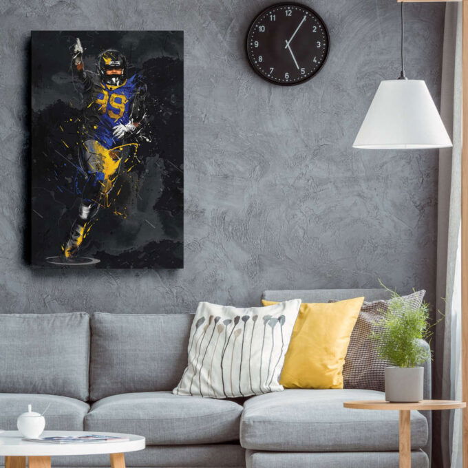 Aaron Donald Art Los Angeles Rams NFL Canvas Wall Art Home Decor Framed Poster Man Cave Gift