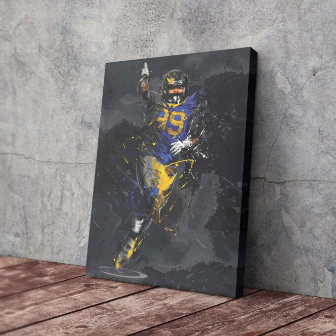 Aaron Donald Art Los Angeles Rams NFL Canvas Wall Art Home Decor Framed Poster Man Cave Gift