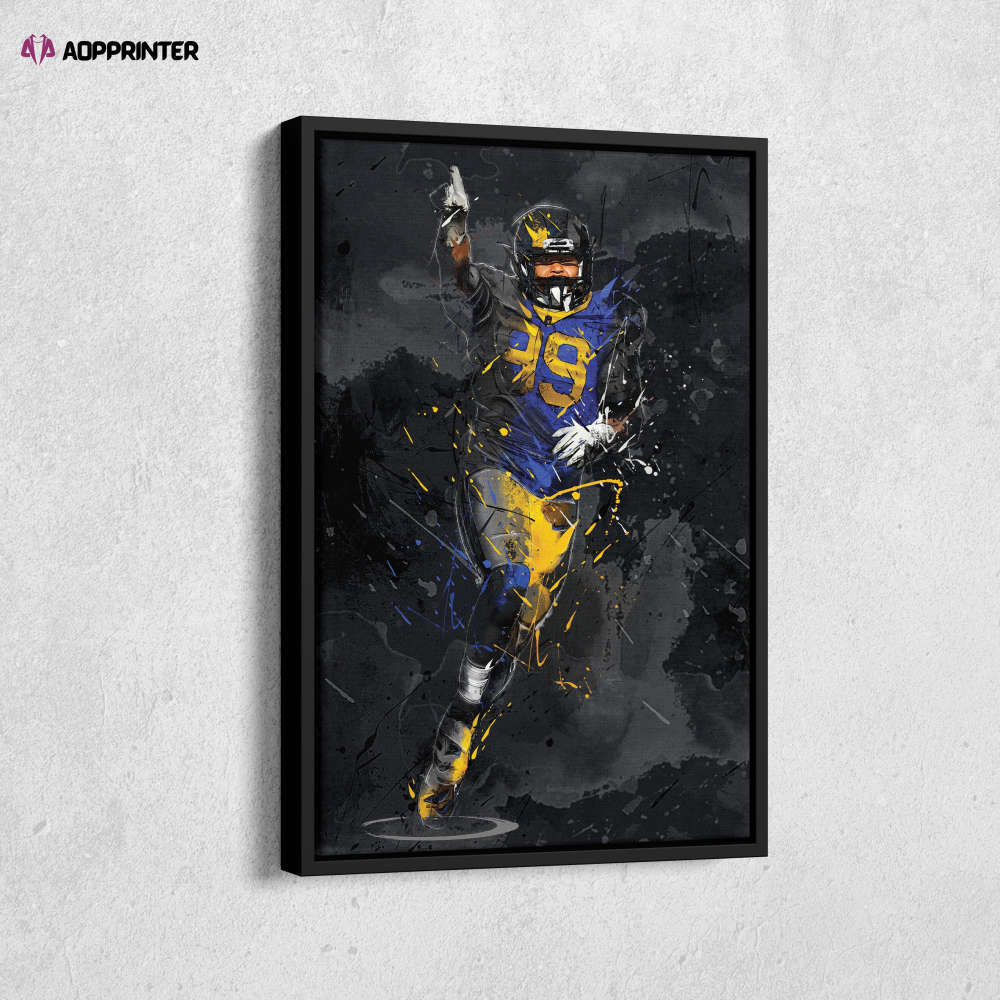 Aaron Donald Art Los Angeles Rams NFL Canvas Wall Art Home Decor Framed Poster Man Cave Gift Aaron Donald Art Los Angeles Rams NFL Canvas Wall Art Home Decor Framed Poster Man Cave Gift