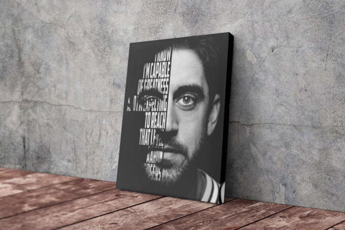Aaron Rodgers Football Green Bay Packers Face Quote  Canvas Unique Design Wall Art Print Hand Made Ready to Hang Custom Design