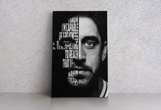 Aaron Rodgers Football Green Bay Packers Face Quote  Canvas Unique Design Wall Art Print Hand Made Ready to Hang Custom Design