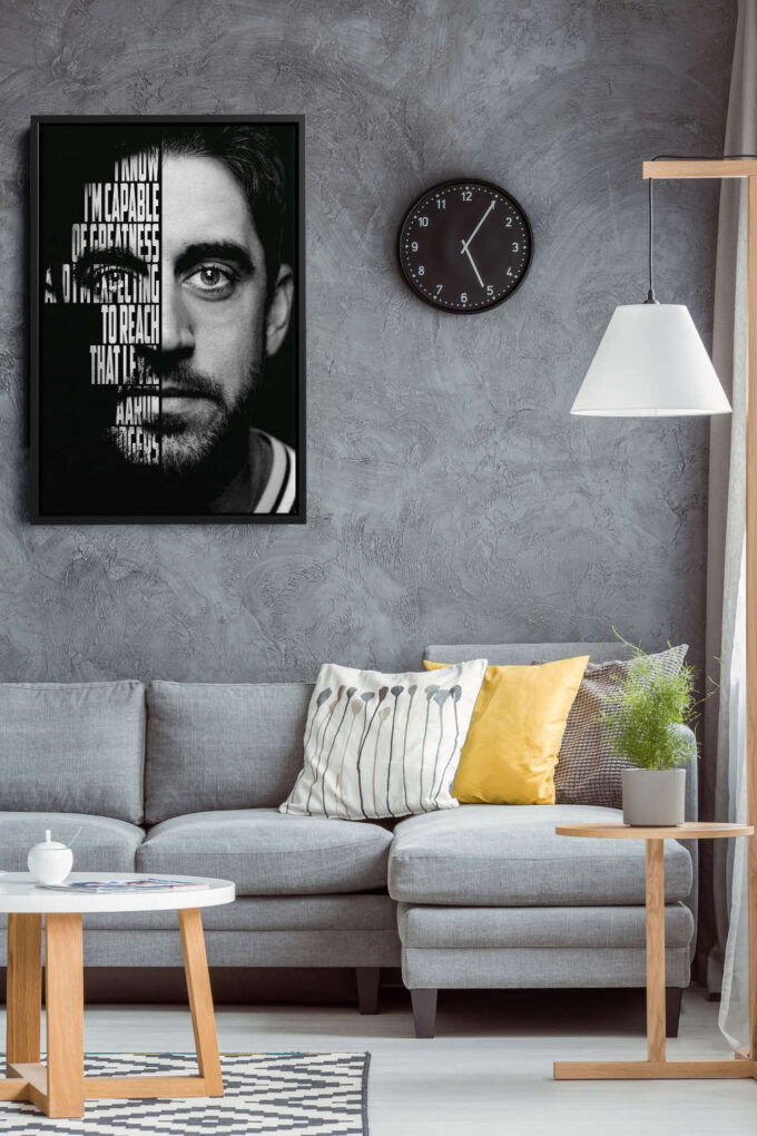 Aaron Rodgers Football Green Bay Packers Face Quote  Canvas Unique Design Wall Art Print Hand Made Ready to Hang Custom Design