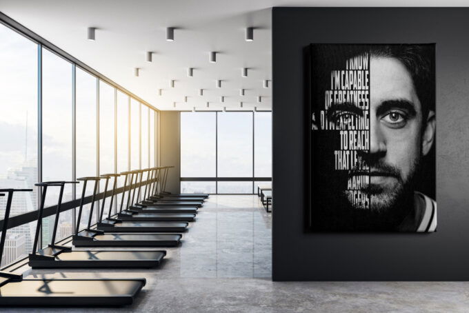Aaron Rodgers Football Green Bay Packers Face Quote  Canvas Unique Design Wall Art Print Hand Made Ready to Hang Custom Design