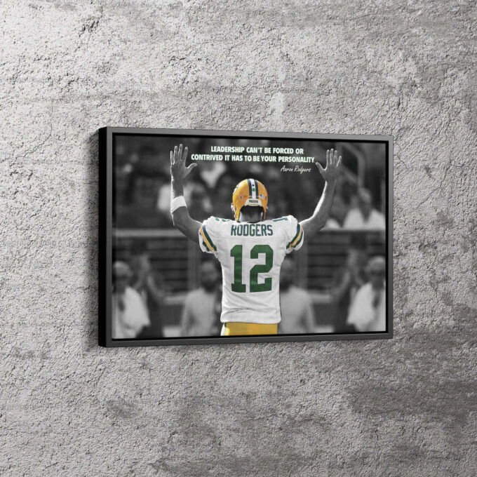 Aaron Rodgers Quote Poster Green Bay Packers Canvas Unique Design Wall Art Print Hand Made Ready to Hang Custom Design