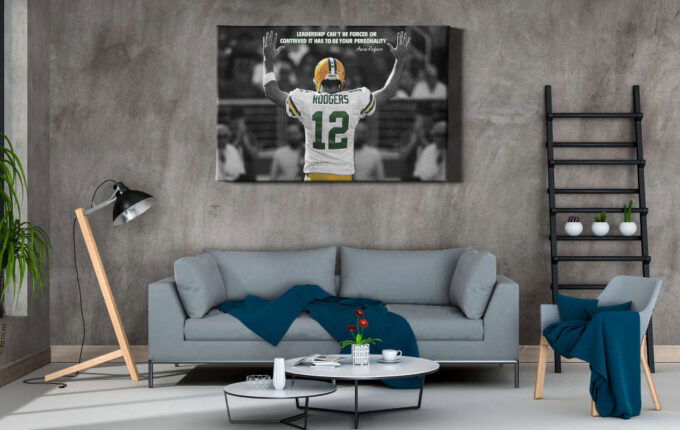 Aaron Rodgers Quote Poster Green Bay Packers Canvas Unique Design Wall Art Print Hand Made Ready to Hang Custom Design