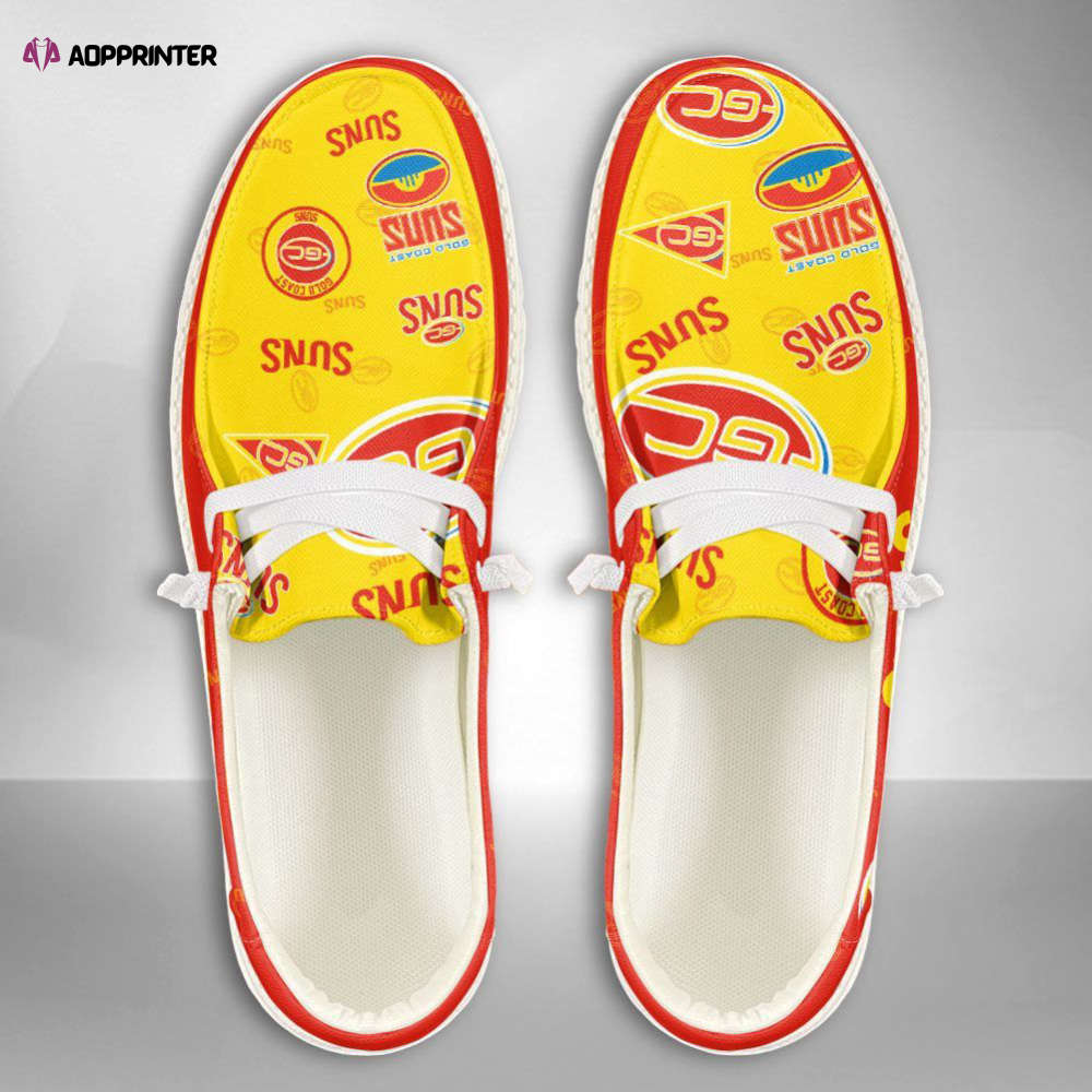 AFL Gold Coast Suns Hey Dude Shoes Wally Lace Up Loafers Moccasin Slippers Fan Gifts AFL Gold Coast Suns Hey Dude Shoes Wally Lace Up Loafers Moccasin Slippers Fan Gifts