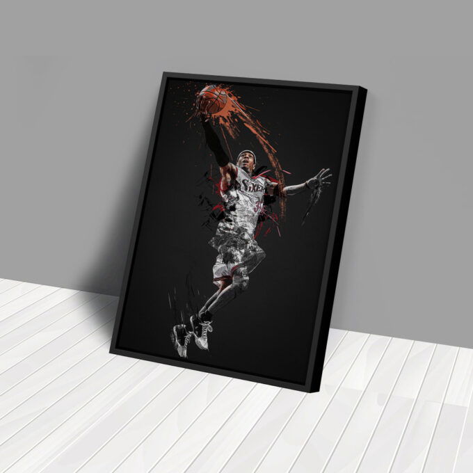 Allen Iverson Art Philadelphia 76ers NBA Wall Art Home Decor Hand Made Poster Canvas Print