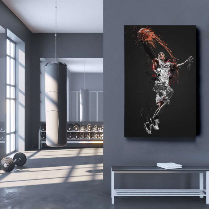 Allen Iverson Art Philadelphia 76ers NBA Wall Art Home Decor Hand Made Poster Canvas Print