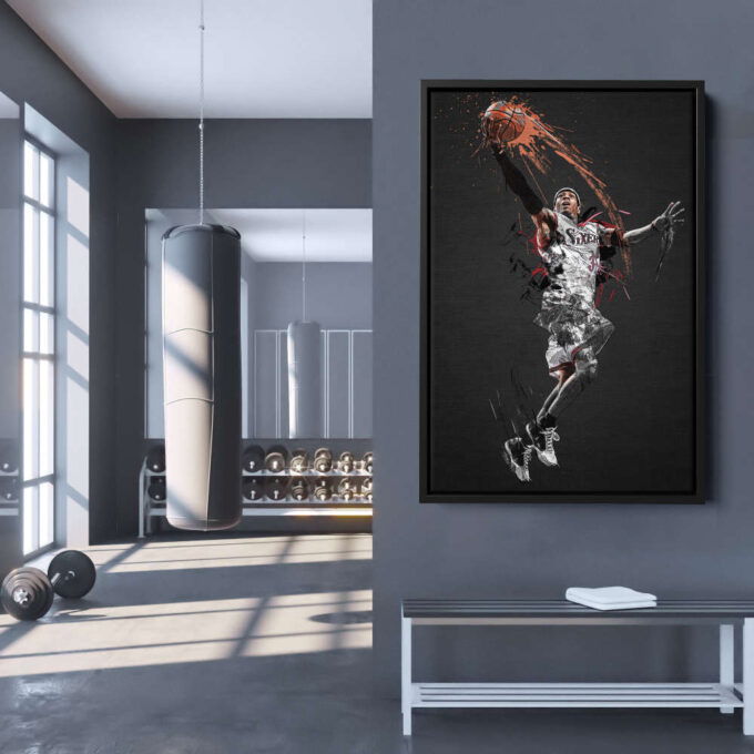 Allen Iverson Art Philadelphia 76ers NBA Wall Art Home Decor Hand Made Poster Canvas Print