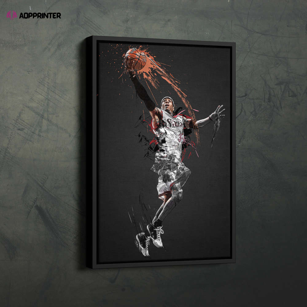 Allen Iverson Art Philadelphia 76ers NBA Wall Art Home Decor Hand Made Poster Canvas Print Allen Iverson Art Philadelphia 76ers NBA Wall Art Home Decor Hand Made Poster Canvas Print