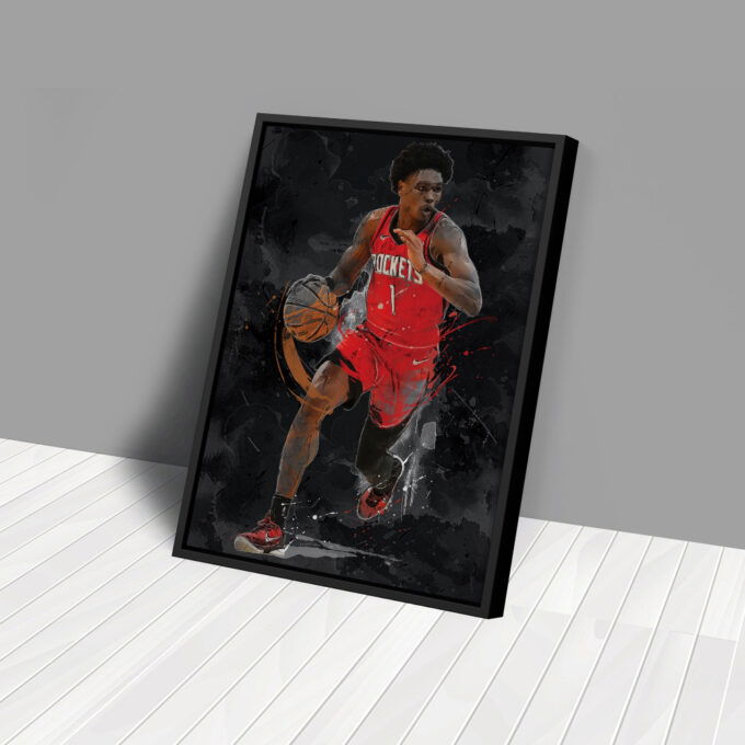 Amen Thompson Art Houston Rockets NBA Canvas Wall Art Home Decor Framed Poster Man Cave Gift