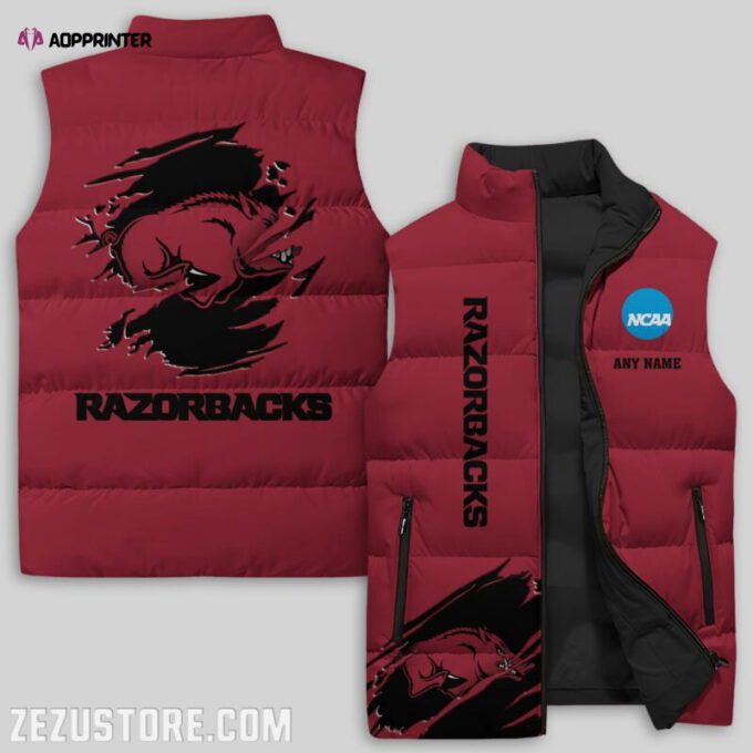 Arkansas Razorbacks NCAA Sleeveless Puffer Jacket Custom For Fans Gifts