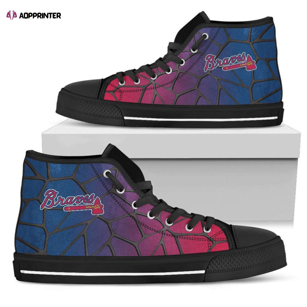 Atlanta Braves MLB Baseball Custom Canvas High Top Shoes Atlanta Braves MLB Baseball Custom Canvas High Top Shoes