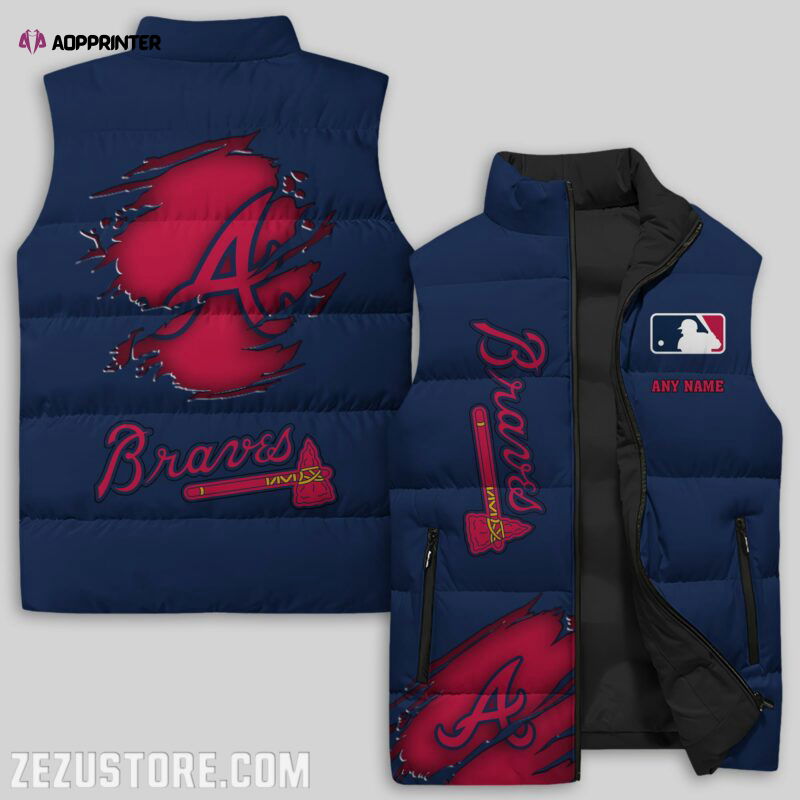 Atlanta Braves MLB Sleeveless Puffer Jacket Custom For Fans Gifts Atlanta Braves MLB Sleeveless Puffer Jacket Custom For Fans Gifts