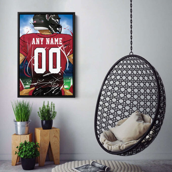 Atlanta Falcons Jersey NFL Personalized Jersey Custom Name and Number Canvas Wall Art  Print Home Decor Framed Poster Man Cave Gift