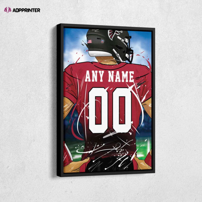 Atlanta Falcons Jersey NFL Personalized Jersey Custom Name and Number Canvas Wall Art  Print Home Decor Framed Poster Man Cave Gift