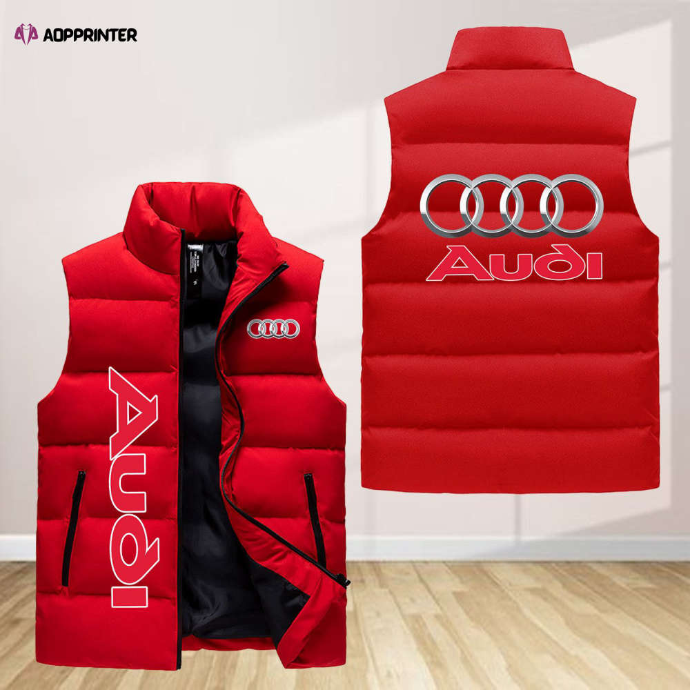 Audi Sleeveless Puffer Jacket Custom For Fans Gifts Audi Sleeveless Puffer Jacket Custom For Fans Gifts