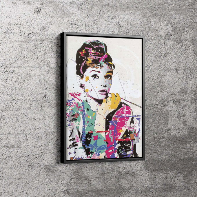 Audrey Hepburn Pop Art Poster Fashion Icon Canvas Unique Design Wall Art Print Hand Made Ready to Hang Custom Design