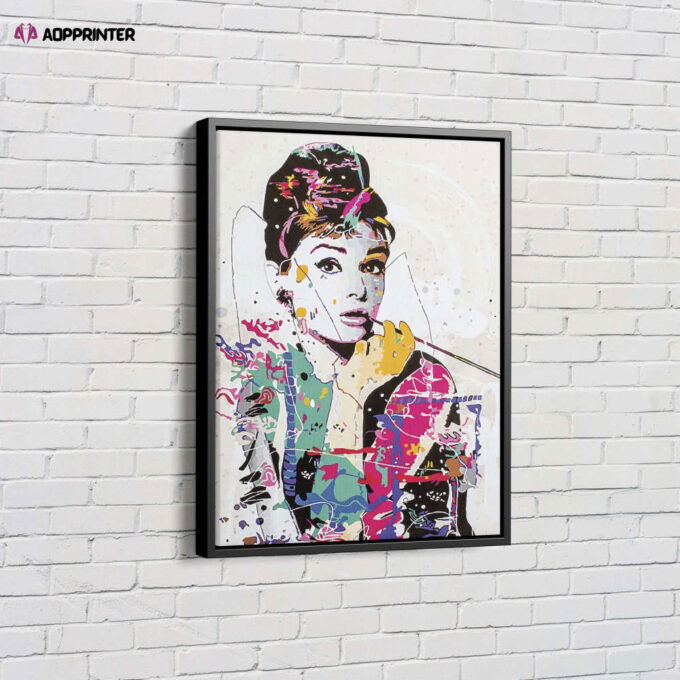 Audrey Hepburn Pop Art Poster Fashion Icon Canvas Unique Design Wall Art Print Hand Made Ready to Hang Custom Design