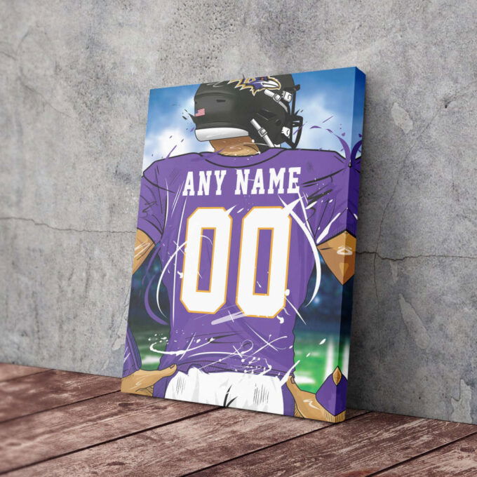 Baltimore Ravens Jersey NFL Personalized Jersey Custom Name and Number Canvas Wall Art  Print Home Decor Framed Poster Man Cave Gift