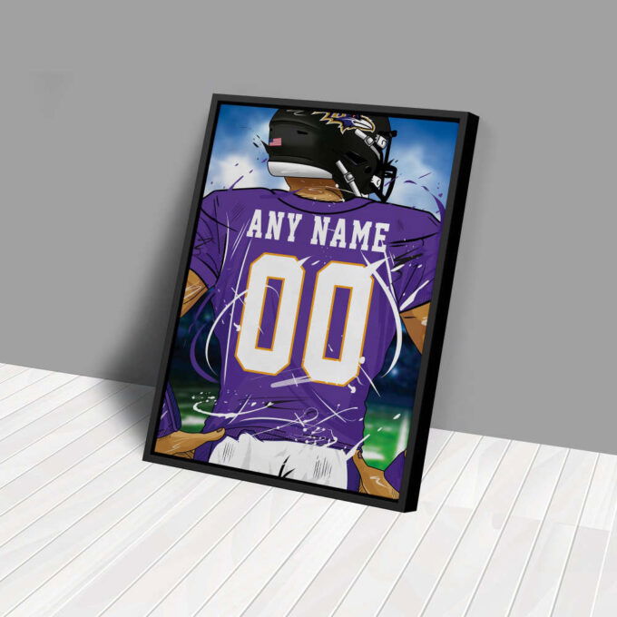 Baltimore Ravens Jersey NFL Personalized Jersey Custom Name and Number Canvas Wall Art  Print Home Decor Framed Poster Man Cave Gift
