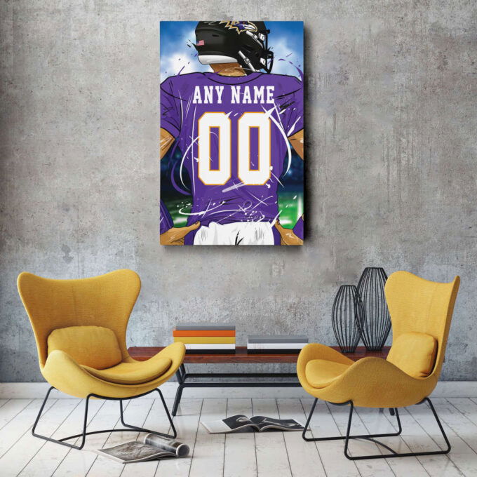 Baltimore Ravens Jersey NFL Personalized Jersey Custom Name and Number Canvas Wall Art  Print Home Decor Framed Poster Man Cave Gift