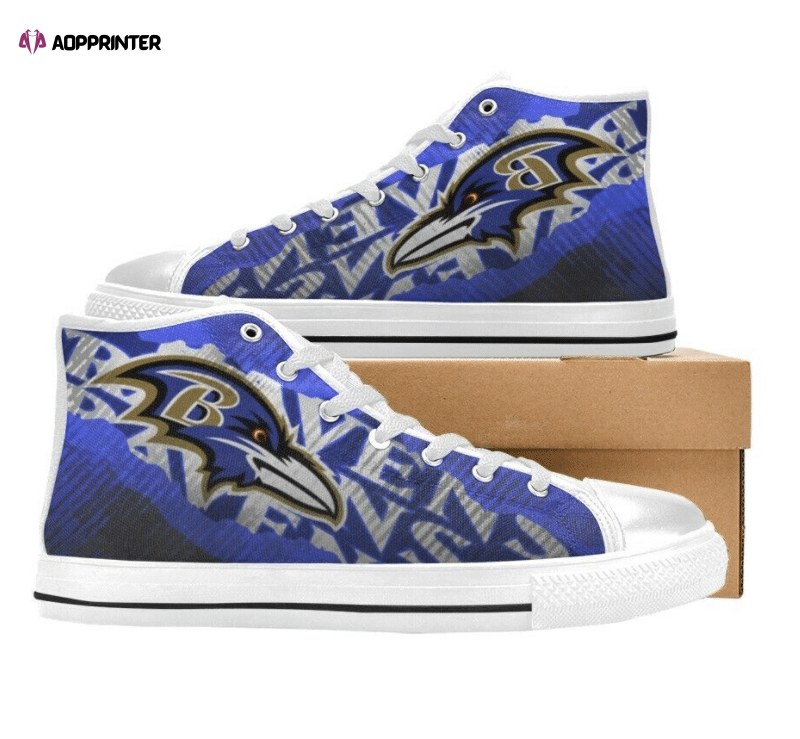 Baltimore Ravens NFL Football Custom Canvas High Top Shoes Baltimore Ravens NFL Football Custom Canvas High Top Shoes