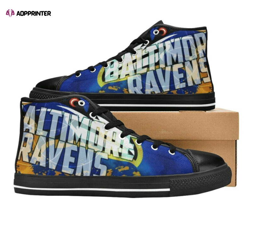Baltimore Ravens NFL Football Custom Canvas High Top Shoes Baltimore Ravens NFL Football Custom Canvas High Top Shoes