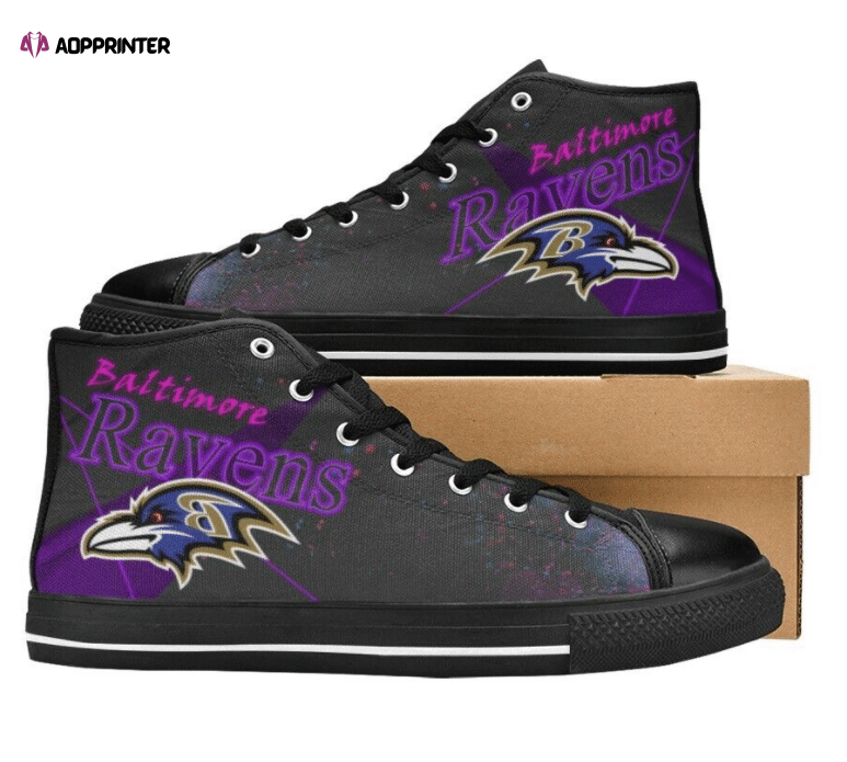 Baltimore Ravens NFL Football Custom Canvas High Top Shoes Baltimore Ravens NFL Football Custom Canvas High Top Shoes