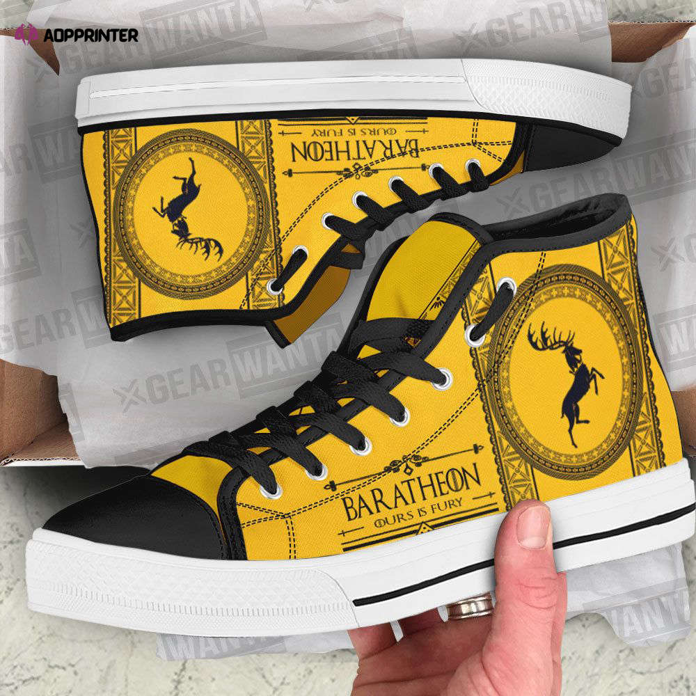 Baratheon Game Of Thrones High Top Canvas Shoes Custom For Fans Baratheon Game Of Thrones High Top Canvas Shoes Custom For Fans