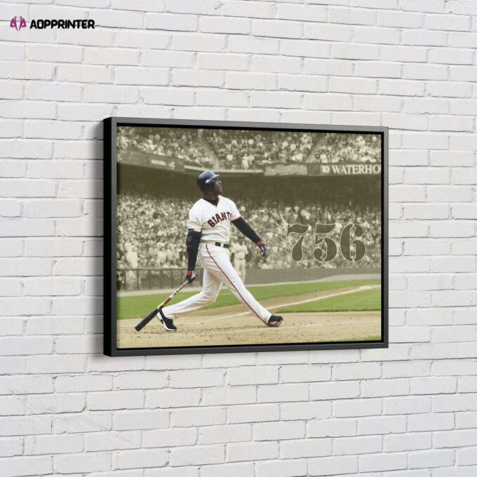 Barry Bonds Poster San Francisco Giatns Legend Baseball Canvas Unique Design Wall Art Print Hand Made Ready to Hang Custom Design