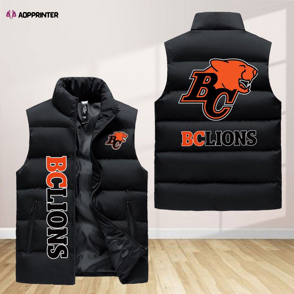 Bc Lions Sleeveless Puffer Jacket Custom For Fans Gifts Bc Lions Sleeveless Puffer Jacket Custom For Fans Gifts