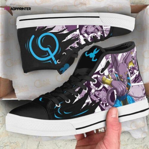 Cart 4 Beerus Emblem High Top Canvas Shoes Custom Dragon Ball Anime For Fans