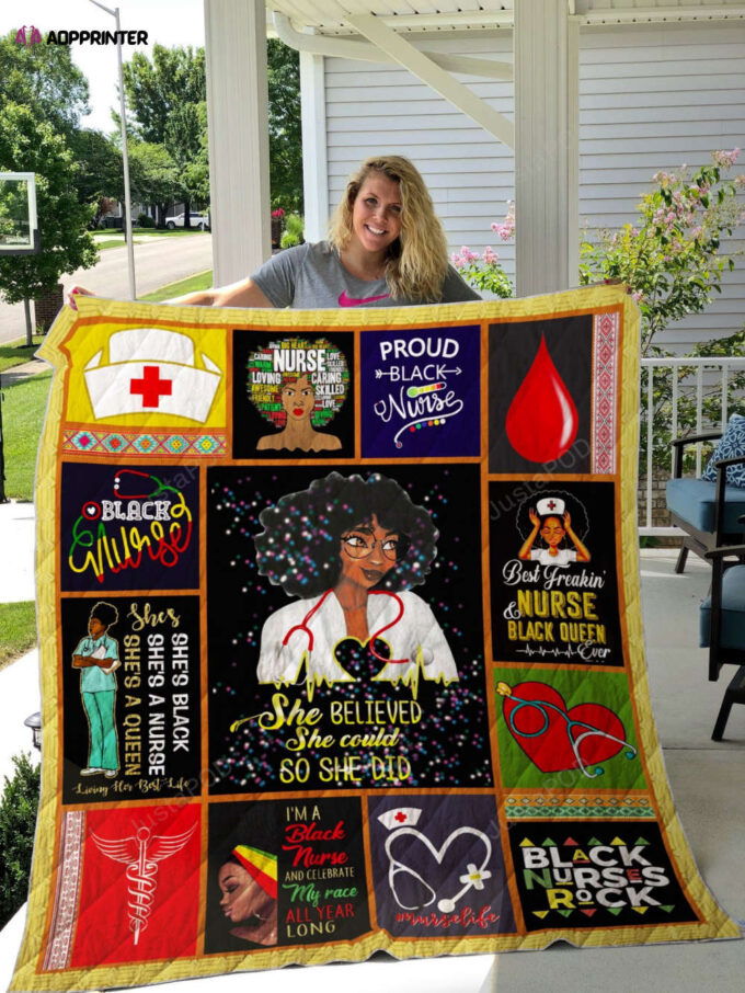 Black Nurse I’m A Black Nurse And Celebrate My Race All Year Long Quilt Blanket Great Customized Gifts For Birthday Christmas Thanksgiving Perfect Gifts For Black Nurse
