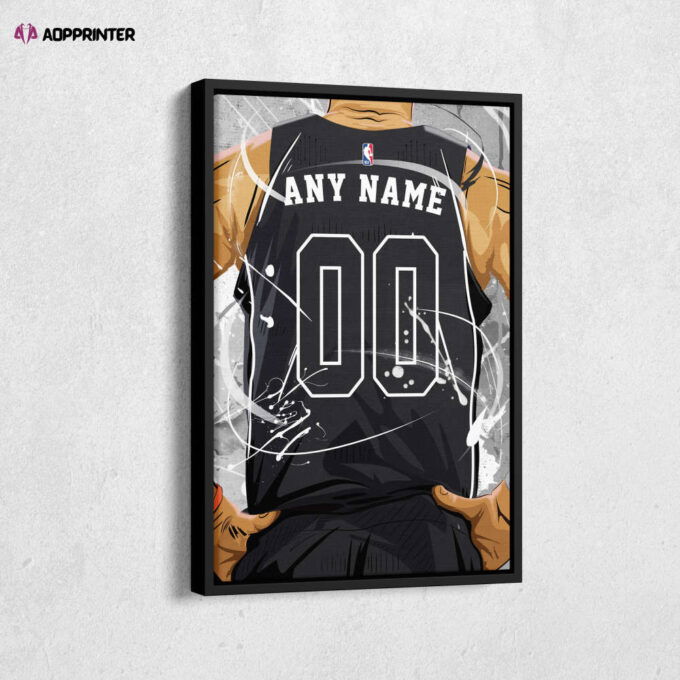 Brooklyn Nets Jersey NBA Personalized Jersey Custom Name and Number Canvas Wall Art  Print Home Decor Framed Poster Man Cave Gift