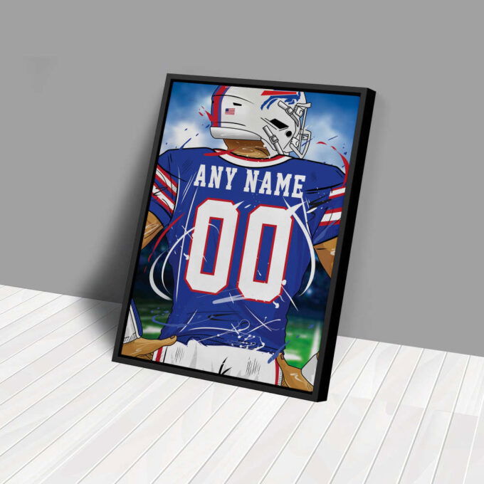 Buffalo Bills Jersey NFL Personalized Jersey Custom Name and Number Canvas Wall Art  Print Home Decor Framed Poster Man Cave Gift